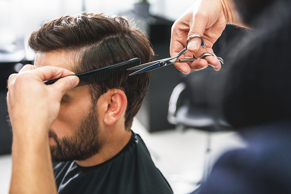 cutting hair with scissors